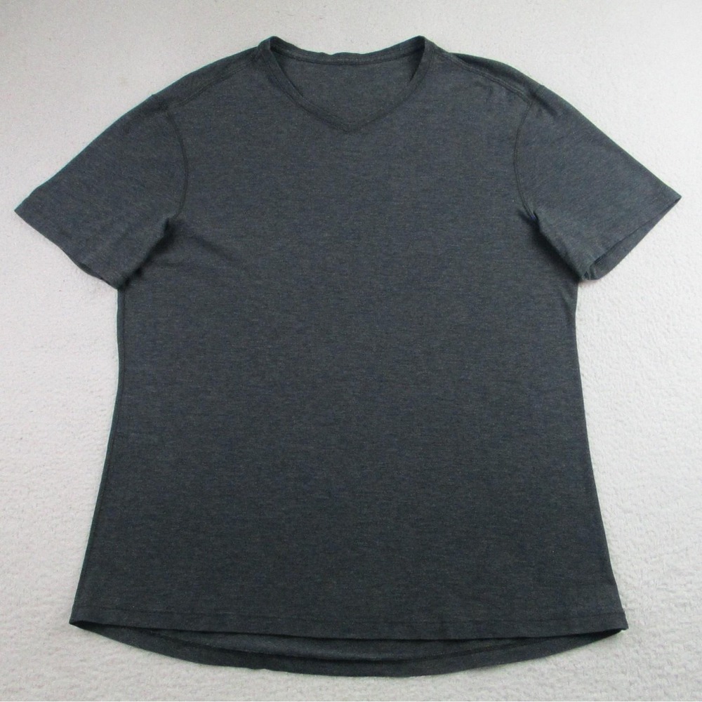 Lululemon Shirt Mens XL Heather Gray V-Neck‎ Athletic Soft Stretch Casual Tee